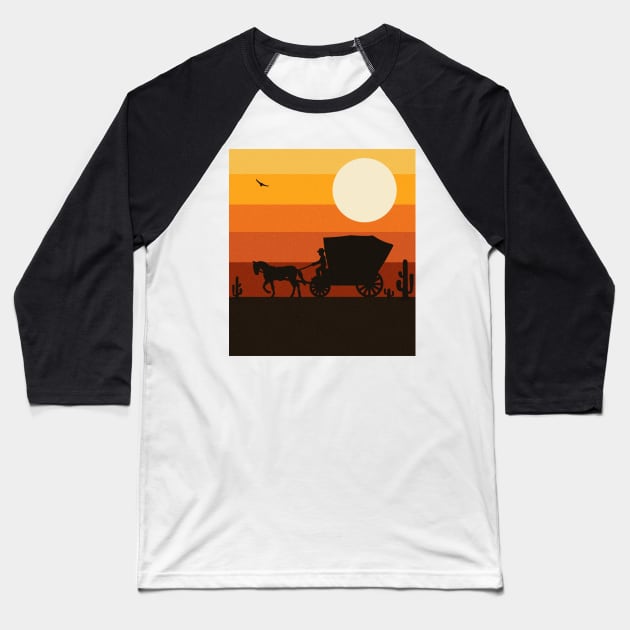 Wild Ride - Retro Vintage Sunset Sky American West Baseball T-Shirt by vystudio